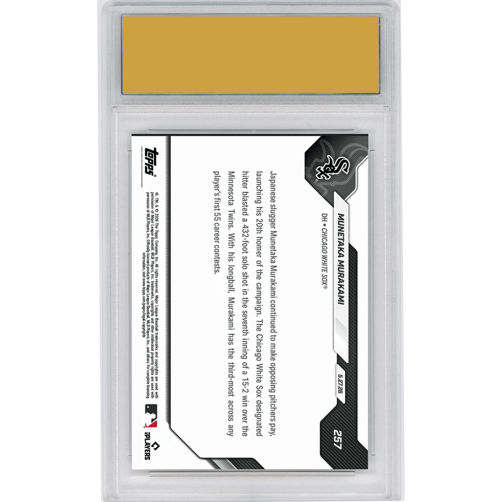 Graded 2026 Topps Now Munetaka Murakami #257 20 Home Runs Are Most For Rookie Before June Since 1901 Chicago White Sox Rookie RC Baseball Card HOFSM 10 Gem Mint