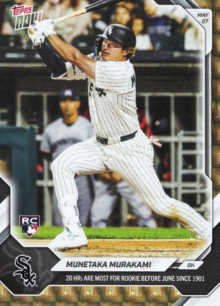 2026 Topps Now Munetaka Murakami #257 Foilfractor 1/1 20 Home Runs Are Most For Rookie Before June Since 1901 Chicago White Sox Rookie RC Baseball Card