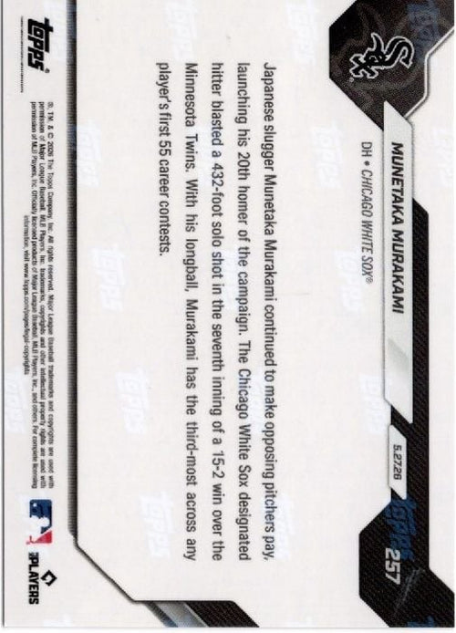 2026 Topps Now Munetaka Murakami #257 Foilfractor 1/1 20 Home Runs Are Most For Rookie Before June Since 1901 Chicago White Sox Rookie RC Baseball Card