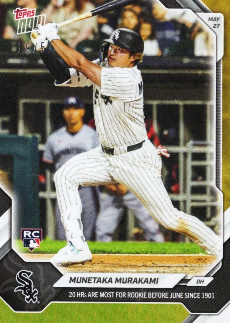 2026 Topps Now Munetaka Murakami #257 Gold Foil /50 20 Home Runs Are Most For Rookie Before June Since 1901 Chicago White Sox Rookie RC Baseball Card