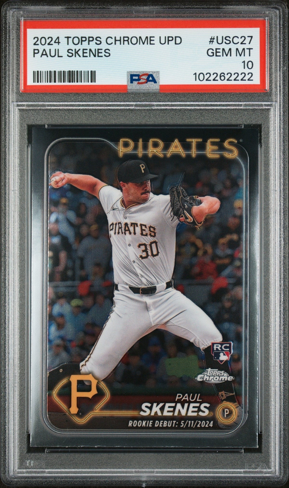 Graded 2024 Topps Chrome Update Paul Skenes #USC27 Rookie RC Baseball Card PSA 10 Gem Mint