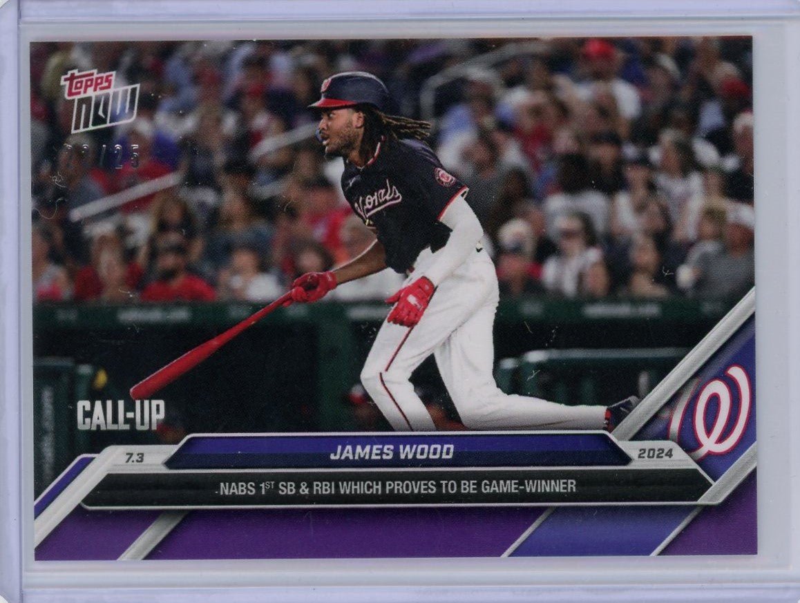 2024 Topps Now James Wood #373 Purple #/25 Rookie RC Baseball Card