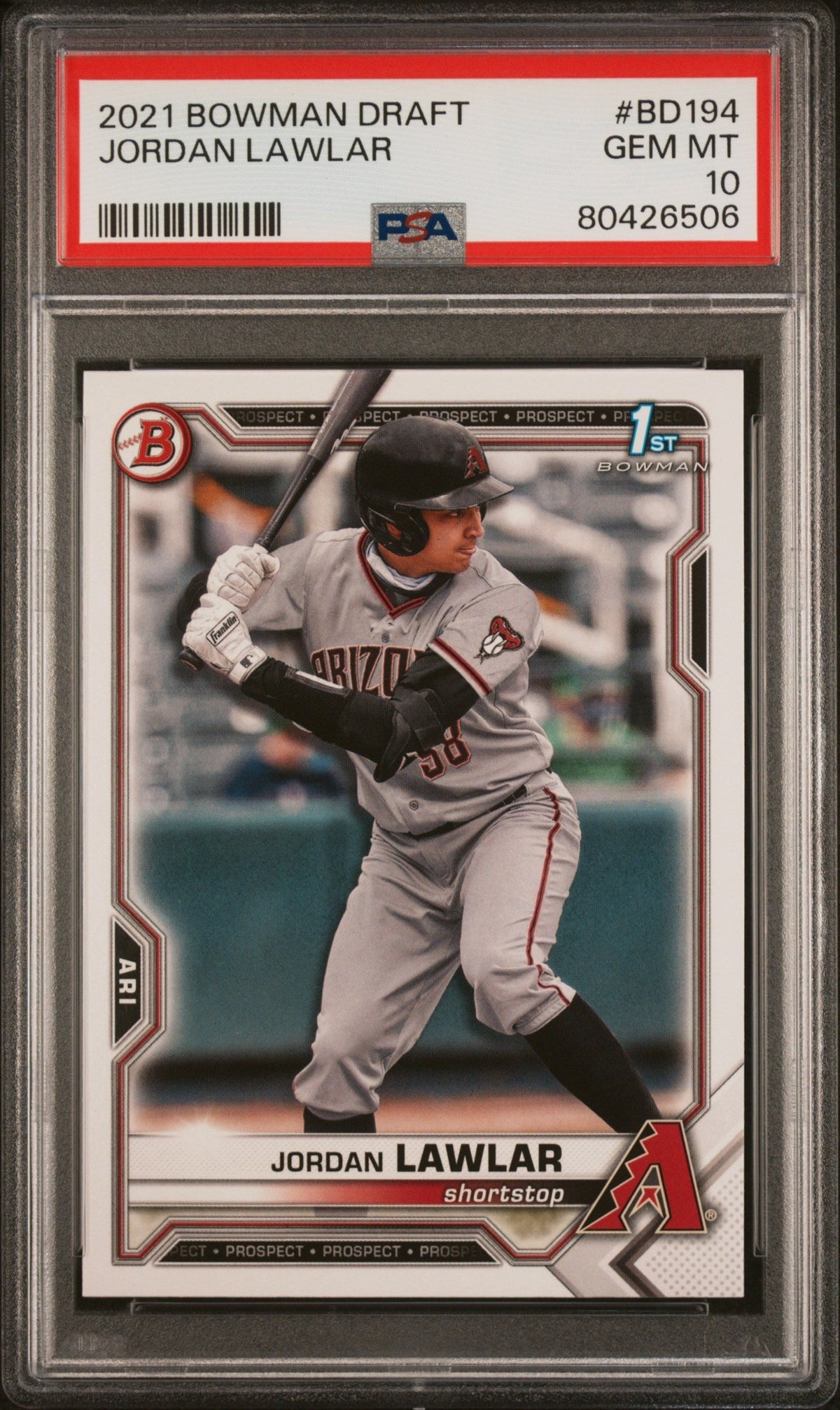 Graded 2021 Topps Bowman Draft Jordan Lawler #BD194 Rookie RC Baseball Card PSA 10 Gem Mint