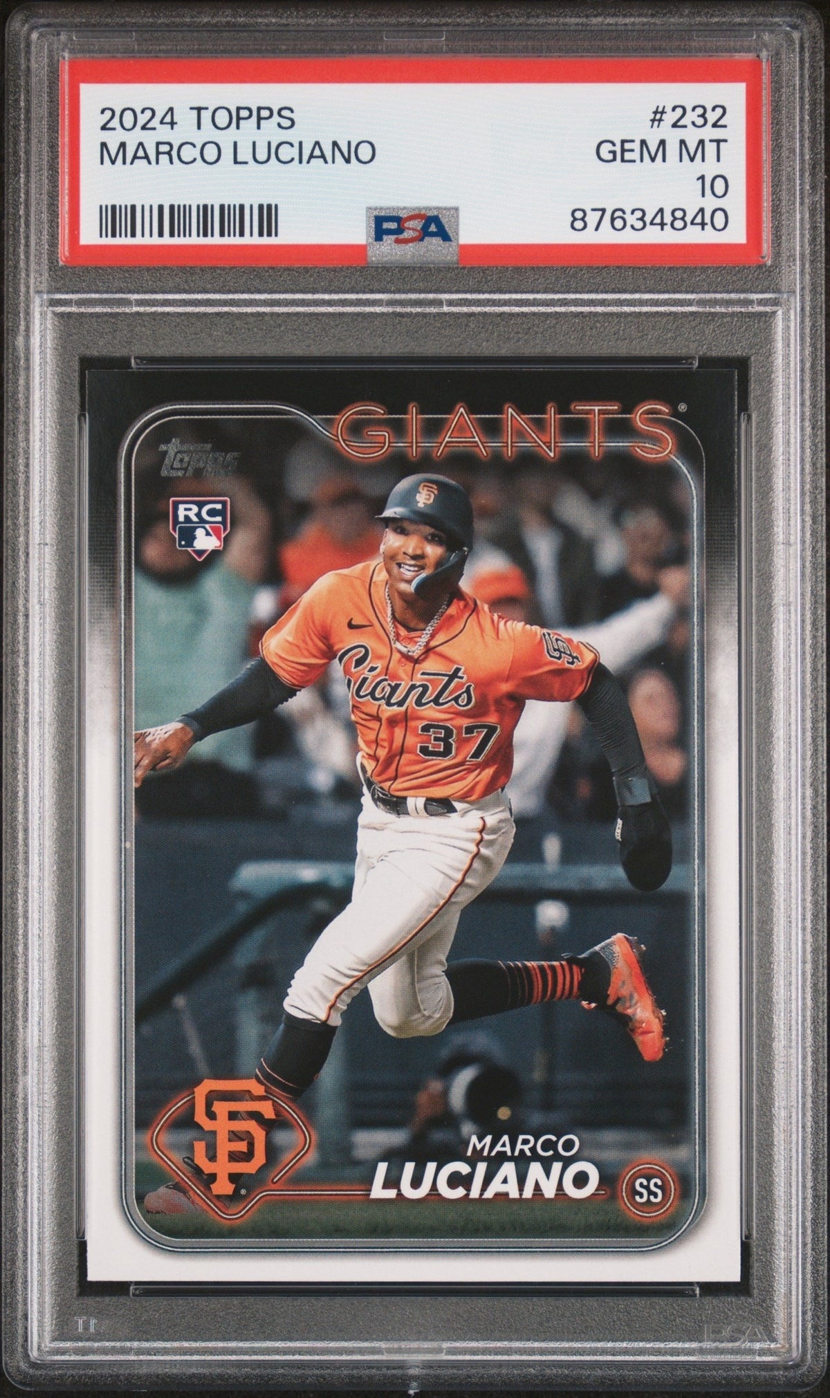 Graded 2024 Topps Marco Luciano #232 Rookie RC Baseball Card PSA 10 Gem Mint