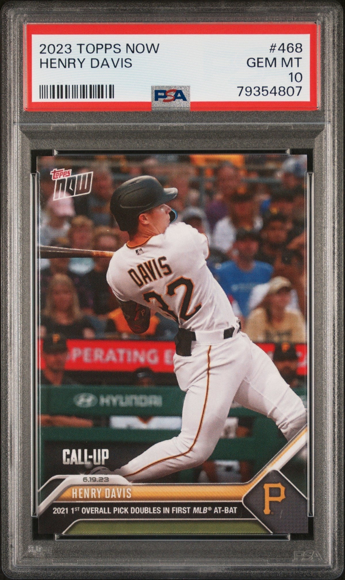 Graded 2023 Topps Now Henry Davis #468 Rookie RC Baseball Card PSA 10 Gem Mint