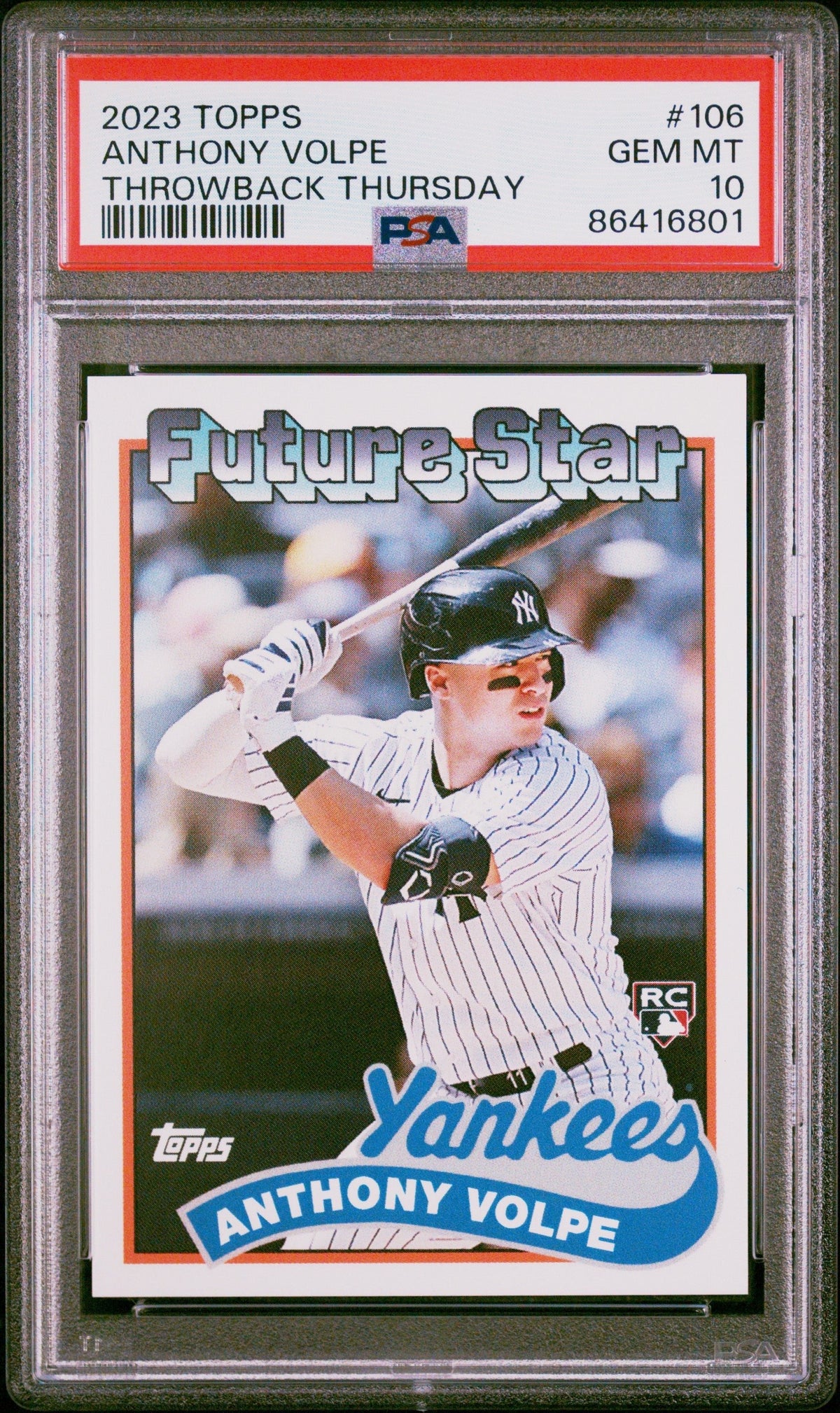 Graded 2023 Topps Anthony Volpe #106 Throwback Thursday Rookie RC Baseball Card PSA 10 Gem Mint