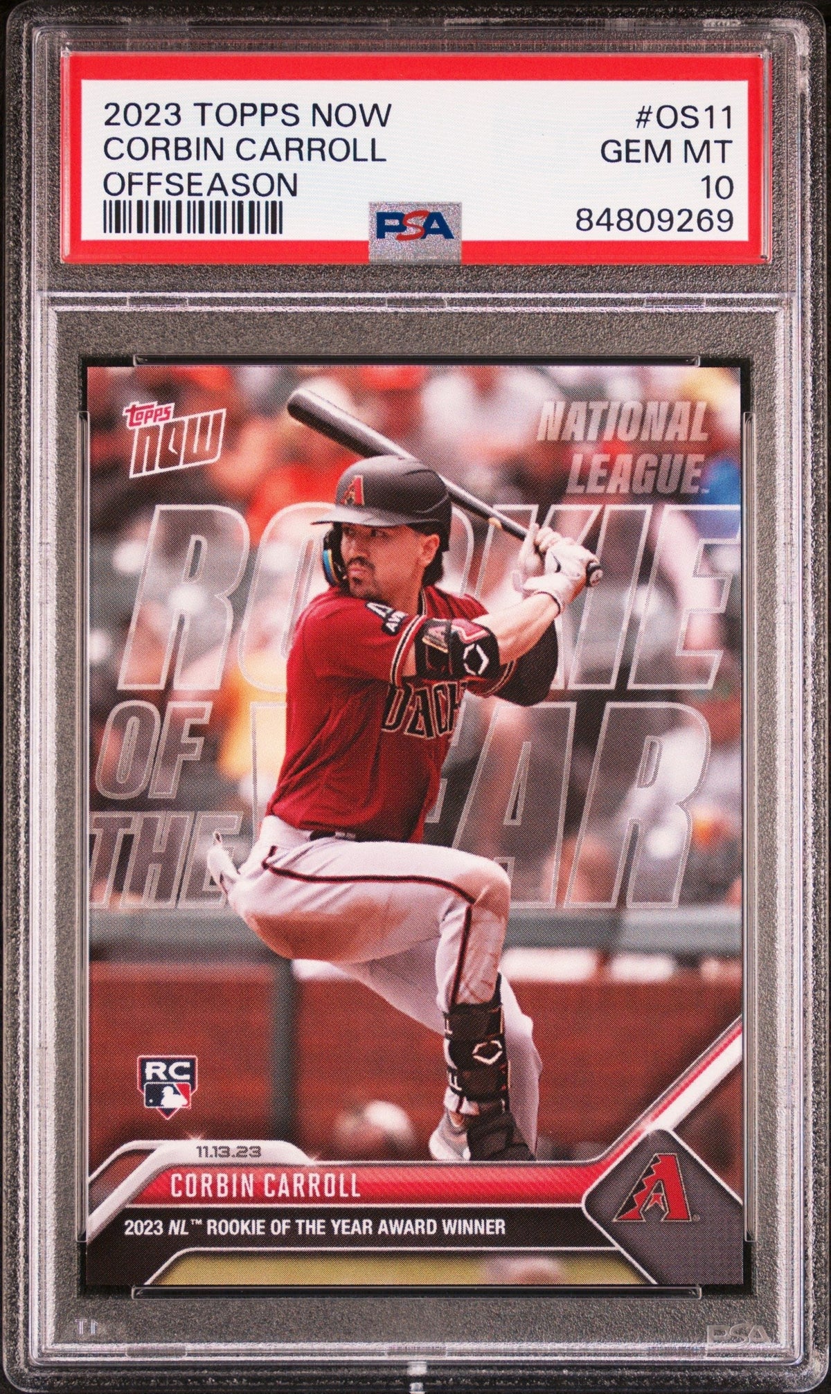 Graded 2023 Topps Now Corbin Carroll #OS11 Offseason Rookie RC Baseball Card PSA 10 Gem Mint