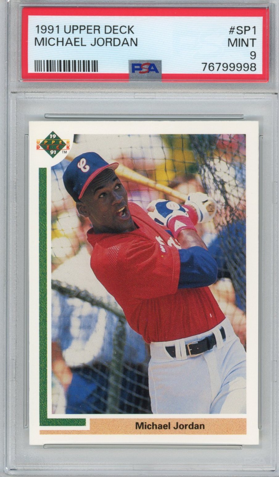 Graded 1991 Upper Deck UD Michael Jordan #SP1 Rookie RC Baseball Card PSA 9 Mint