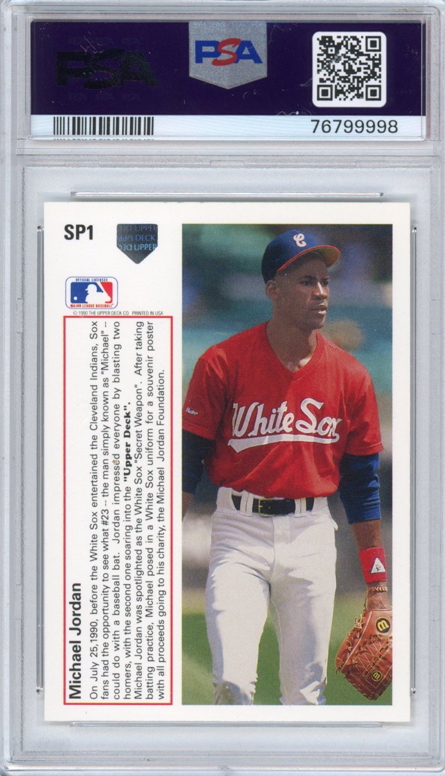 Graded 1991 Upper Deck UD Michael Jordan #SP1 Rookie RC Baseball Card PSA 9 Mint