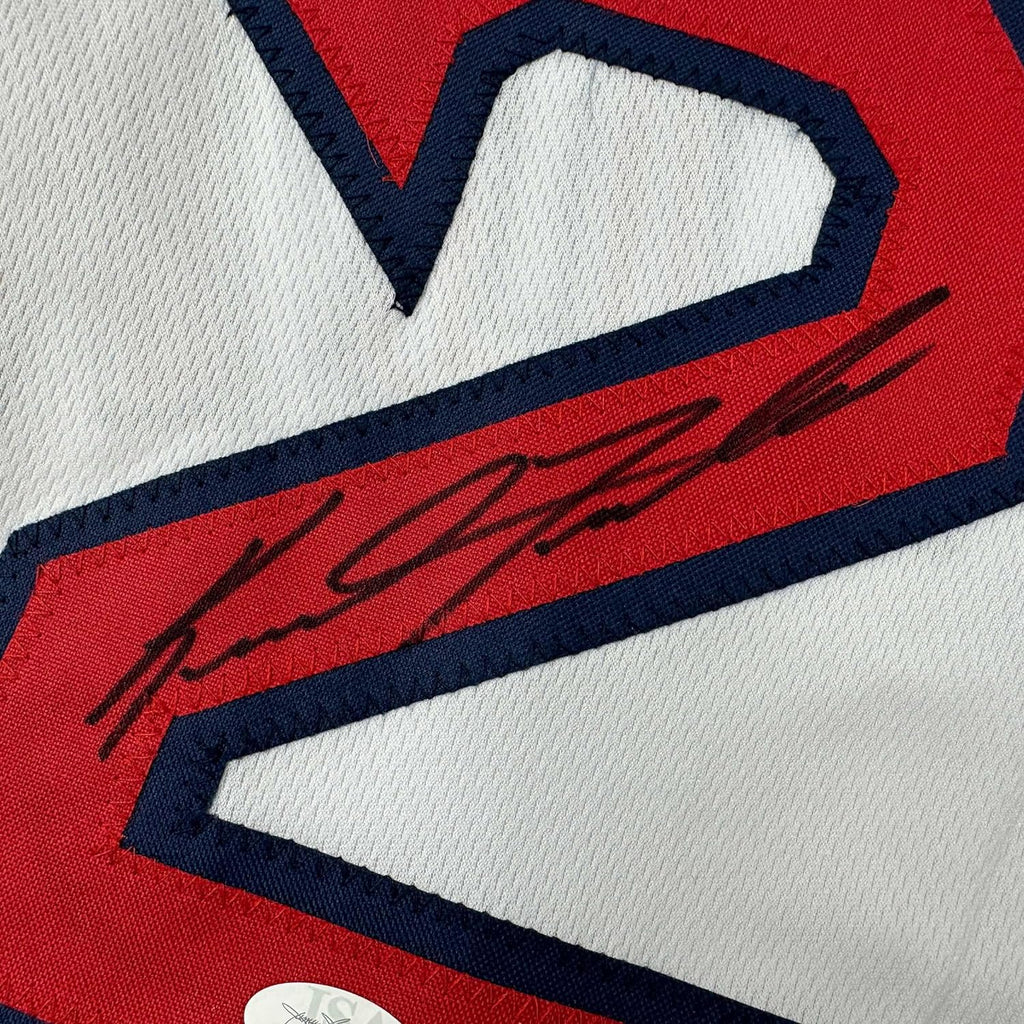Framed Autographed/Signed Keith Foulke 35x39 Boston White Baseball Jersey JSA COA