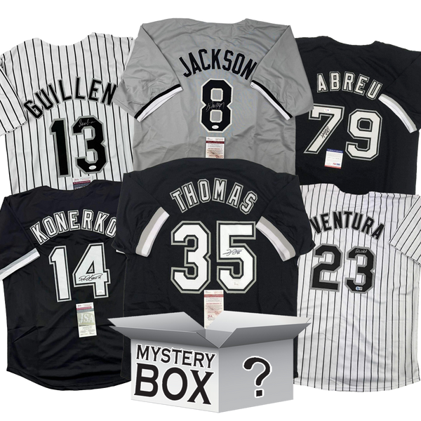 Autographed/Signed Chicago Baseball Jersey Mystery Box with PSA JSA or Beckett COA