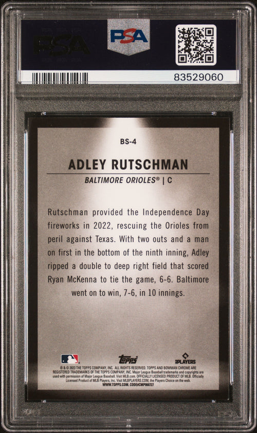 Graded 2023 Topps Bowman Adley Rutschman #BS4 Spotlights Rookie RC Baseball Card PSA 10 Gem Mint