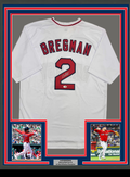 Framed Autographed/Signed Alex Bregman 35x39 Boston White Baseball Jersey JSA COA